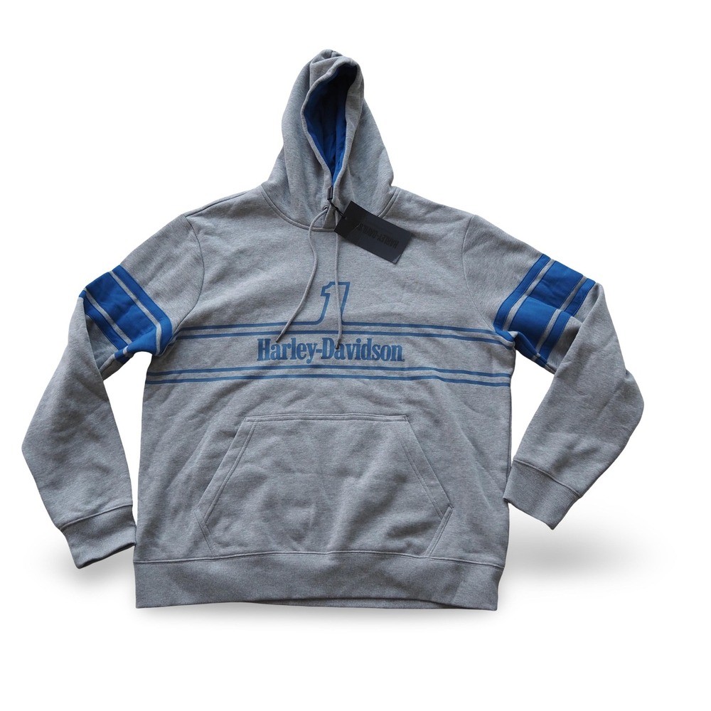 Harley Davidson 1 Racing Hoodie Mens L Grey Blue 96019-24VM/000L New With Tags